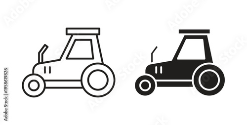 Tractor icon linear pictogram. Editable Stroke. Isolated Vector Illustration.