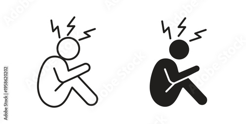 Anxiety or stress icon linear pictogram. Editable Stroke. Isolated Vector Illustration.