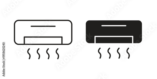 Air conditioner icon linear pictogram. Editable Stroke. Isolated Vector Illustration.