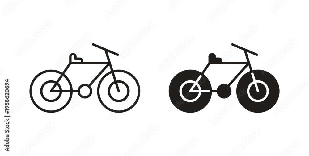 Fototapeta premium Biking icon linear pictogram. Editable Stroke. Isolated Vector Illustration.