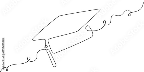 Φωτογραφία Continuous one line hat cap student college education icon illustration university study