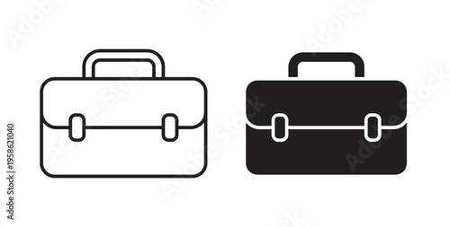 Briefcase icon linear pictogram. Editable Stroke. Isolated Vector Illustration.