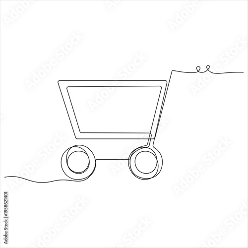 Shopping trolley continuous line drawing art abstract simple shopping one line art vector illustration