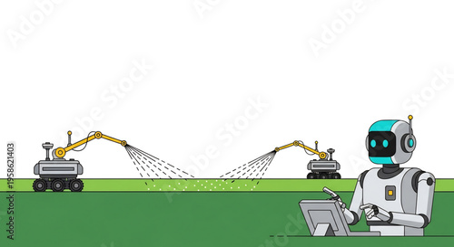 Autonomous robot managing irrigation system on a smart farm.