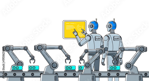 Robotic arms working on an automated production line.