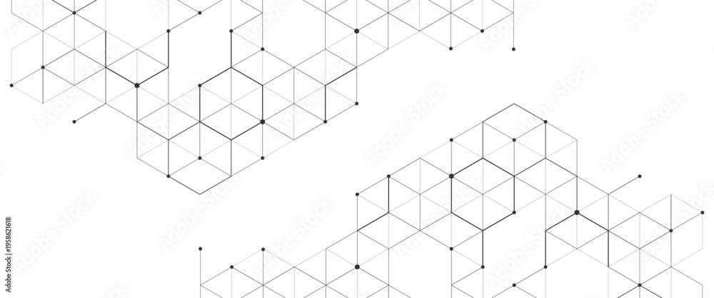 Obraz premium Vector digital geometric hexagonal dots and lines elements medical technology abstract