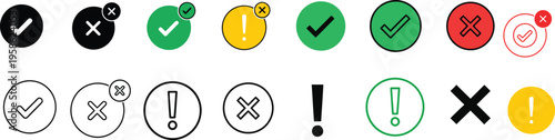 Collection of checkmarks and symbols in various colors