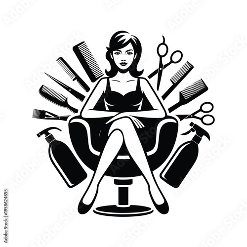 Beauty salon goddess sitting on chair