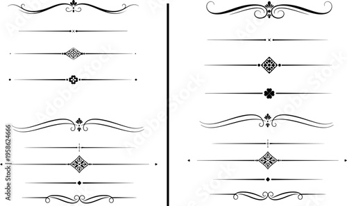 Vintage line divider collection. Decorative borders, text separators and underline elements in elegant vector design.eps