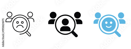 Job search icon, HR worker recruitment symbol, finding an employee person with magnifier vector illustration, hiring candidate research sign, human resources business selection pictogram