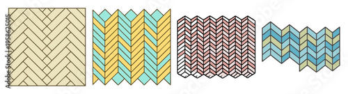 herringbone pattern collection in vibrant colors flat design vector illustration