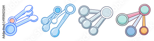 set of kitchen measuring spoons and cups flat design vector illustration