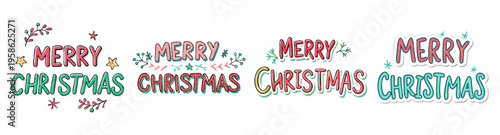 merry christmas festive holiday greeting banner with snowflakes and stars flat design vector illustration