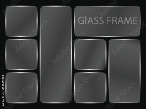 Modern Glass UI Interface Panels with Neumorphism Style Dark Theme Layout