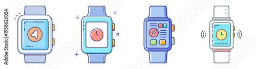 smartwatch fitness app interface progress steps flat design vector illustration