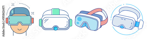 vr headset collection flat design vector illustration for gaming and technology