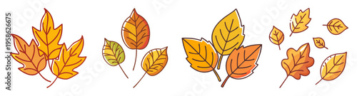 autumn leaves falling collection flat design vector illustration icon pack