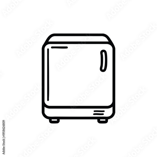 Black and white engineering vector icon of industrial refrigerator equipment for laboratory and factory cooling systems