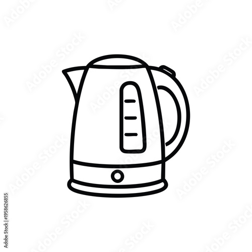 Electric kettle engineering icon black and white vector illustration of household appliance design