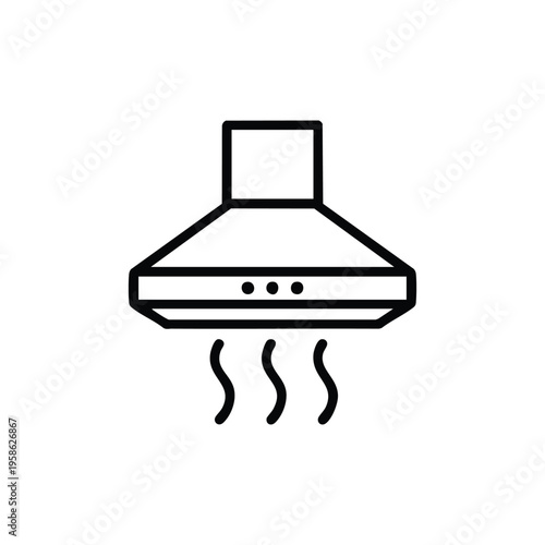 Kitchen range hood engineering line icon black and white vector illustration of ventilation system