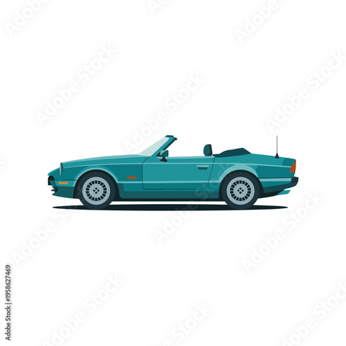 Sleek teal convertible sports car isolated