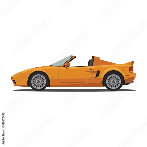 Orange mid engine sports car isolated