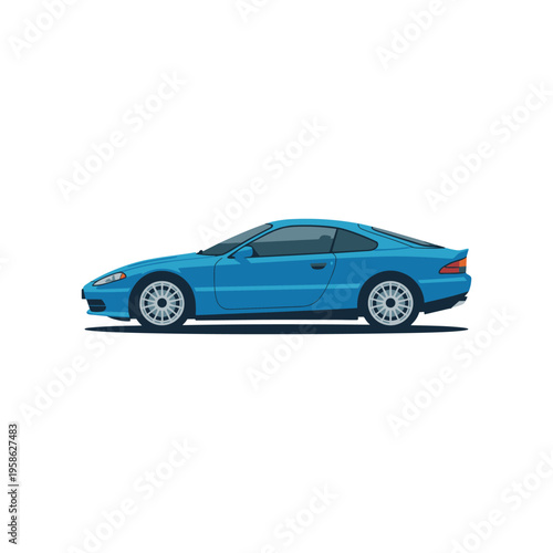 Blue sports coupe car isolated white