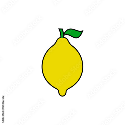 Fresh Lemon Fruit With Green Leaf.