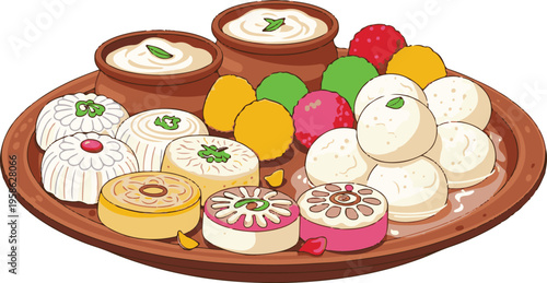 Vector illustration of sweet dessertand pitha .