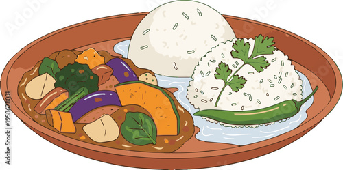 Cheese and fresh vegetable plate illustration