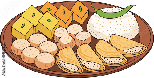 Vector illustration of sweet dessertand pitha .