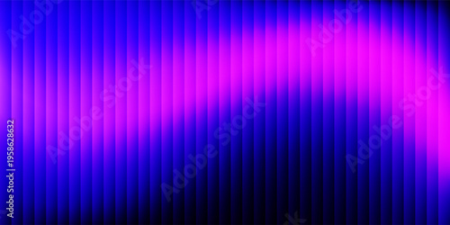 Futuristic ribbed texture with fractal glass effect and smooth fluted vertical lines of rainbow neon gradient.