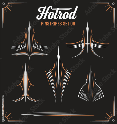 Slika na platnu Set of Vintage Pin Striping Line Art, Decorative Ornamental Vector Elements for