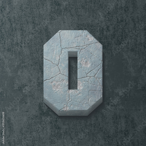 set of numbers made of stone, 3d rendering