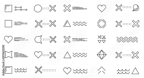 Geometric pattern design elements on white presents a conceptual visual for infographics, design elements, art projects, and modern creative presentations.