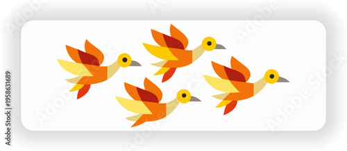 Colorful flying bird cartoon vector illustration in flat style