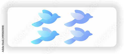 Cute abstract bird characters in motion minimal design