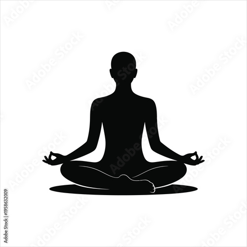 A silhouette of a person meditating in the lotus position, a symbol of peace and tranquility.