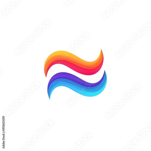 Abstract Gradient Flow Symbol Logo with Smooth Waves and Modern Fluid Design