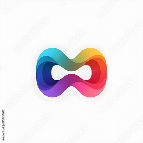 Abstract Gradient Flow Symbol Logo with Smooth Waves and Modern Fluid Design