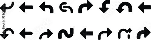 Reply Arrow Silhouette Icons, vector