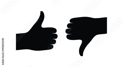 Two hands displaying opposing gestures in a dark silhouette