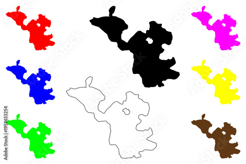 Inegol city (Republic of Türkiye, Turkey) map vector illustration, scribble sketch Inegöl map