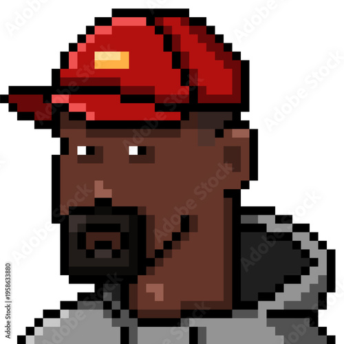 Vector Pixel Art Userpic of Man in Red Cap