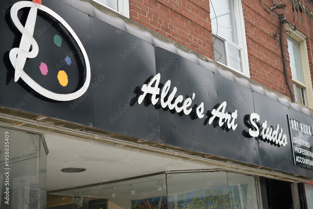 Obraz premium old sign outside Alice's Art Studio located at 1725 Bayview Av, Toronto