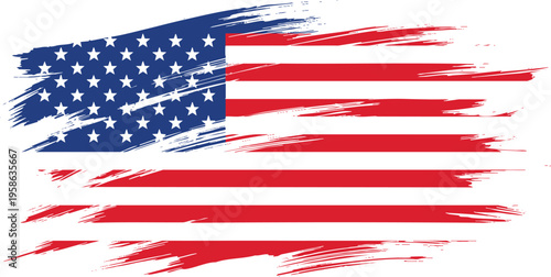 American flag with distressed brushstroke effect