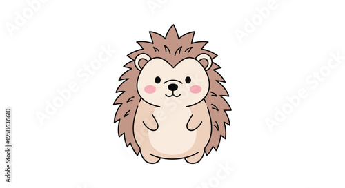 Cute Cartoon Hedgehog Character Design.
