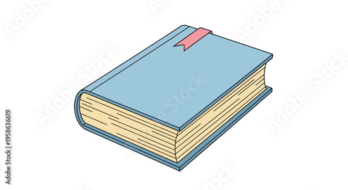 A blue hardcover book with pages.