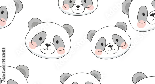 Cute cartoon panda bear faces.