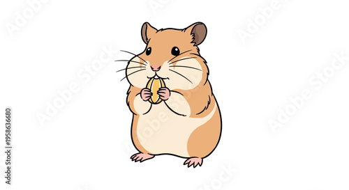 Cute hamster holding a flower.